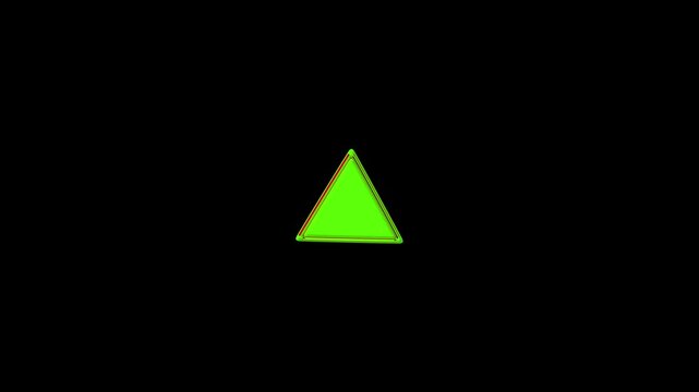 Bright Green Triangle with Red Outline on Black Background shape geometric