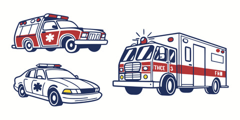 emergency vehicles including ambulance and police car Vector ©  MST RABEYA  BEGUM