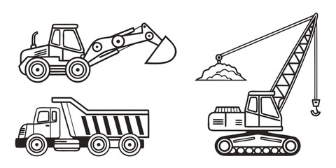 construction vehicles including a dump truck and excavators Vector ©  MST RABEYA  BEGUM