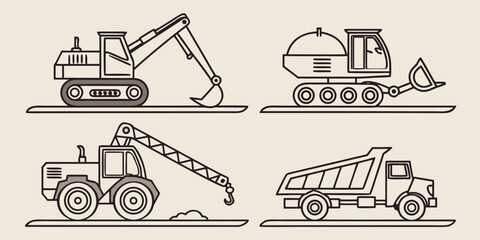 four different types of construction vehicles Vector ©  MST RABEYA  BEGUM
