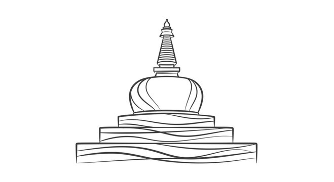 Buddhist Stupa Illustration for Saga Dawa Festival in Sikkim