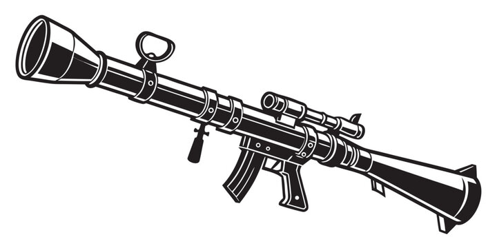 a large rifle with a silencer and scope Vector