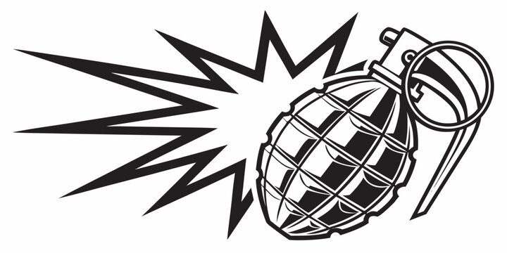 a black and white drawing of a grenade Vector
