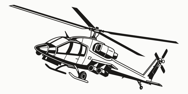 a black and white drawing of a helicopter Vector