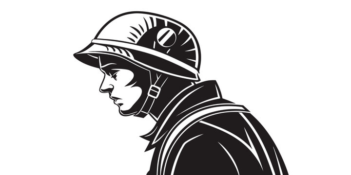 a firefighter wearing a helmet and coat Vector