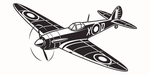 a black and white drawing of a vintage airplane Vector ©  MST RABEYA  BEGUM