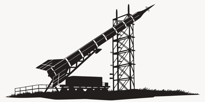 a large rocket on a launch pad Vector