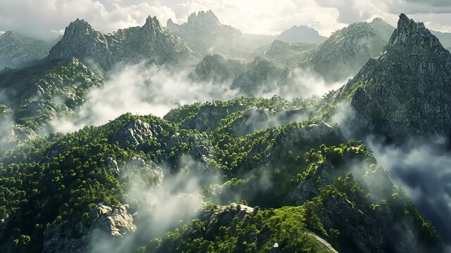 Aerial View of Lush Forest Beneath Dramatic Clouds in Vibrant Natural Landscape