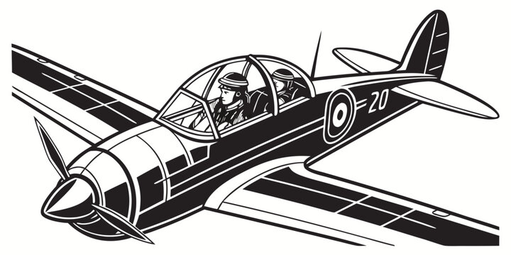 a small airplane flying through the air Vector