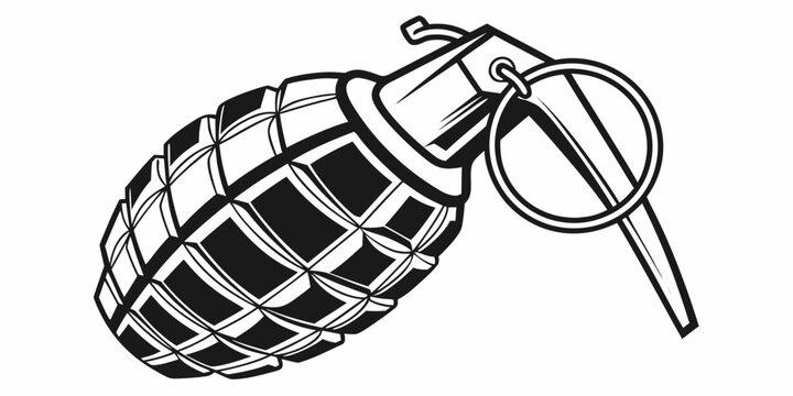a hand grenade with a pin and safety clip Vector