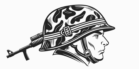 a soldier wearing a camouflage helmet Vector ©  MST RABEYA  BEGUM