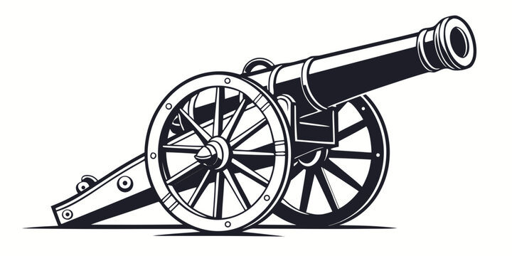 a black and white illustration of a cannon Vector