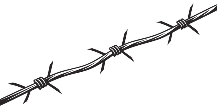 a close-up of a barbed wire fence Vector
