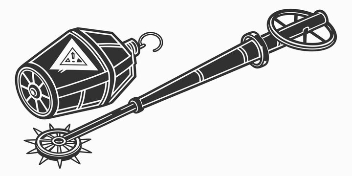 a large bomb with a long handle and a spiked ball Vector
