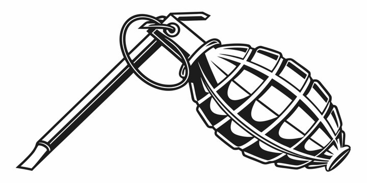 a grenade with a long metal handle and pin Vector