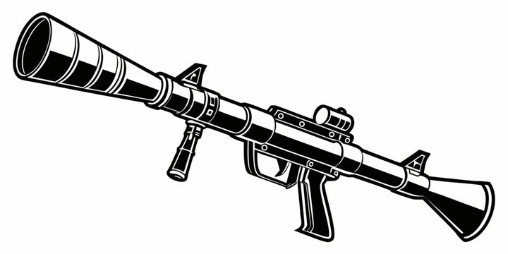 a large sniper rifle with a scope and silencer Vector