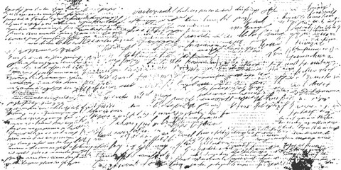 Abstract vintage grunge handwriting texture seamless background with illegible cursive script and old manuscript writing vector illustration.