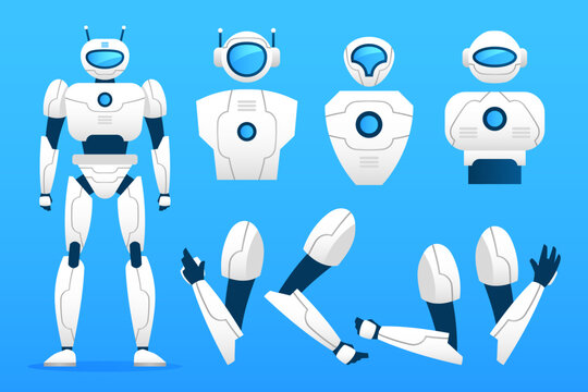 Futuristic Robot Character Creation Kit Vector
