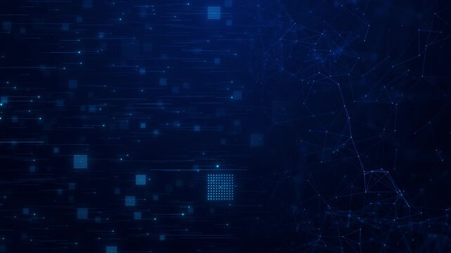 Technology digital binary code wave blue background Network Big Data Abstract big data wave animation data flow. Futuristic information aesthetics. Business digital network connections data processing