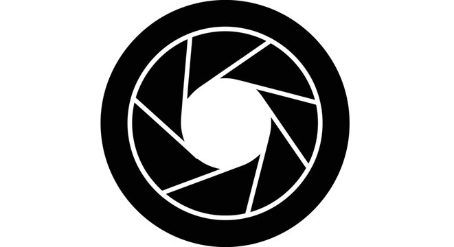 Camera shutter icon in black.