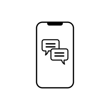 Smartphone Chat Icon - Two Speech Bubbles Message Symbol
