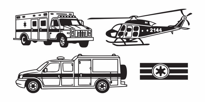 emergency vehicles and a texas flag Vector