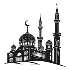 a black silhouette of a mosque with minarets and a dome Vector ©  MST RABEYA  BEGUM