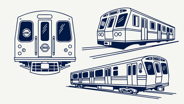 blue train with different car configurations Vector