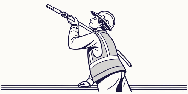 man in a cap shooting a gun Vector