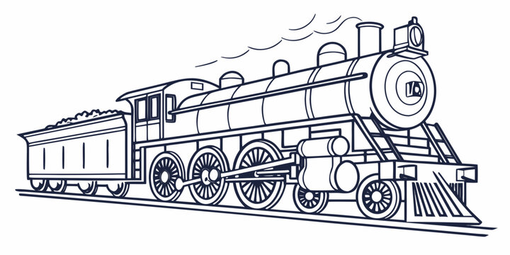 a vintage steam locomotive engine with a passenger car Vector