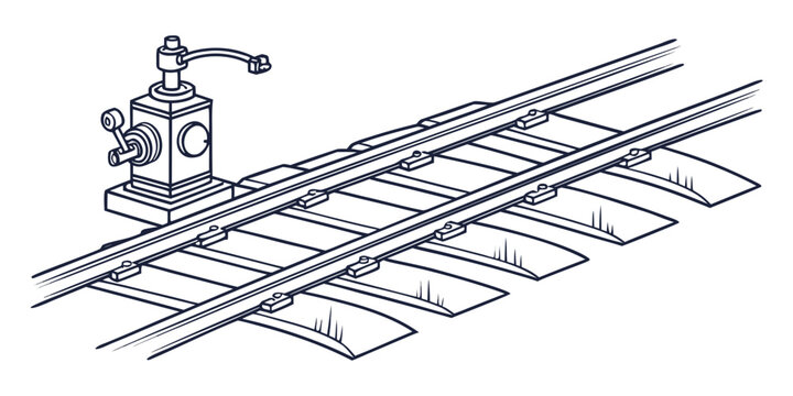 a train track switch with a lever on the left side Vector