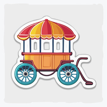 Colorful Circus Wagon with Striped Awning