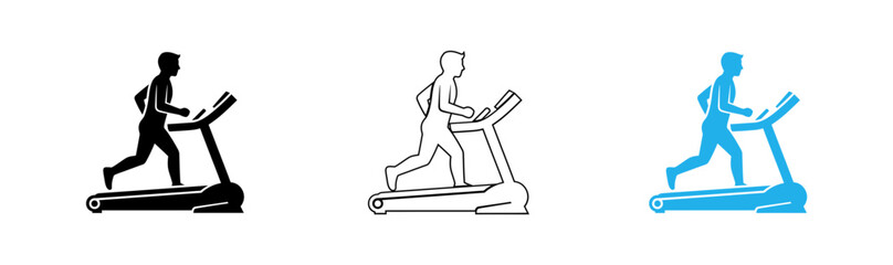 Fototapeta premium Person running on treadmill a simple cyan silhouette illustration