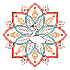 Mandala with swan illustration, beautiful decorative art. © Samantha44
