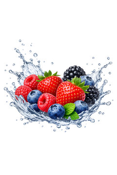 berries in water splash