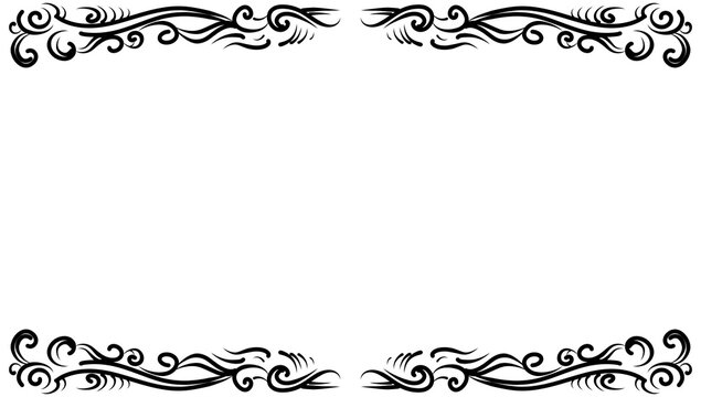 Ornate swirling black decorative design elements.