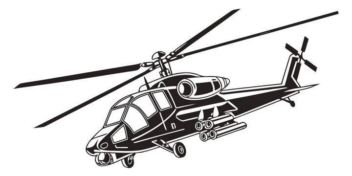Armed attack helicopter with landing gear rotary wing helicopter military aircraft rotorcraft transport technology aviation aeroplane operation equipment transportation aerospace
