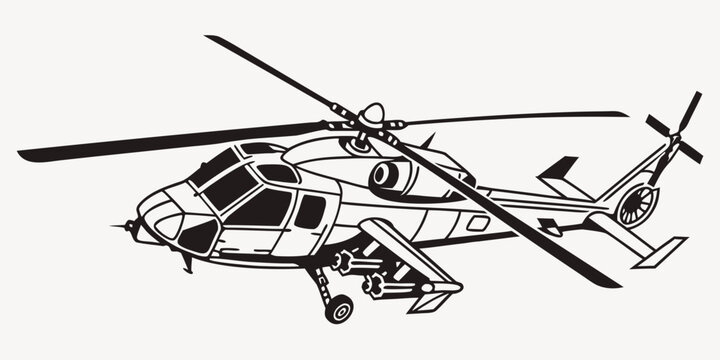 Military attack helicopter with weapons landing gear rotary wing helicopter military aircraft rotorcraft transport technology aviation aeroplane operation equipment transportation