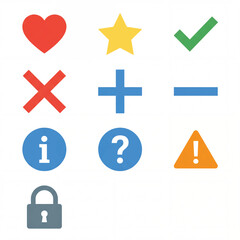 Obraz premium Collection of simple flat design icons for user interface elements.