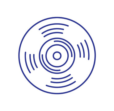 blue cd icon with concentric circles and radiating lines on white