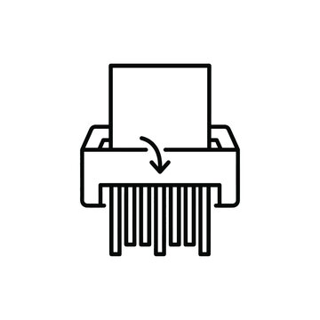 Vector illustration of black line icon of a sim card being inserted into a slot