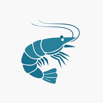 Stylized Blue Shrimp Icon