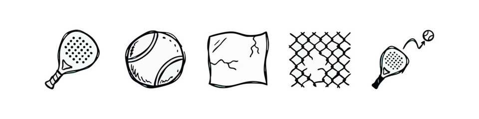 Fototapeta premium Hand drawn padel and tennis sport doodle icons