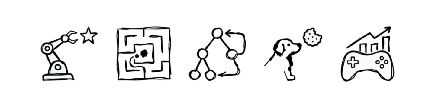 Creative concept icons for robotics, challenges, and gaming