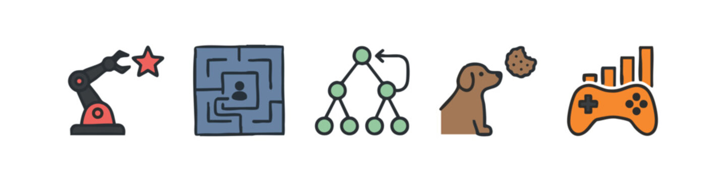 Colorful icons for robotics, challenges, and gaming