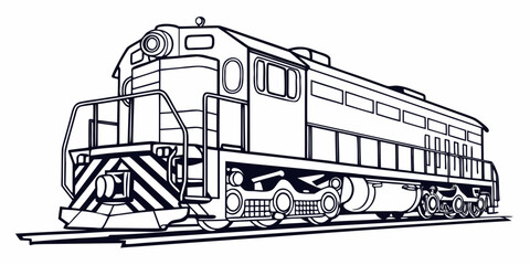 Modern diesel locomotive freight train engine illustration with cargo train railroad track train travel rail transport locomotive railroad transportation shipping logistics industry platform © Md Kazi Rahman