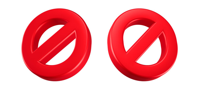 3D red prohibition sign