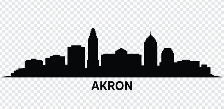 Black silhouette of akron city skyline