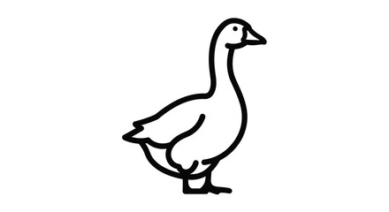 Fototapeta premium Simple line drawing depicts a goose standing gracefully a dark silhouette