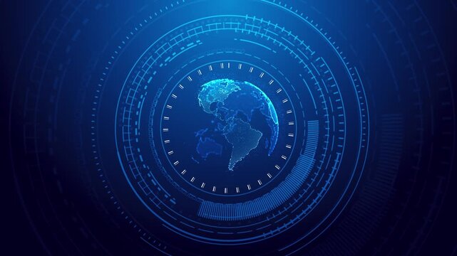Earth network of internet Digital technology worldwide global network internet connection blue background, cyber tech futuristic planet map world, Ai big data, Innovation 5g wireless wifi future,